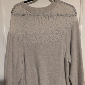 Express Gray Lace Detail Sweater